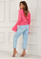 Miękki Svetr z szerokimi rękawkami Spring Smoothie růžový