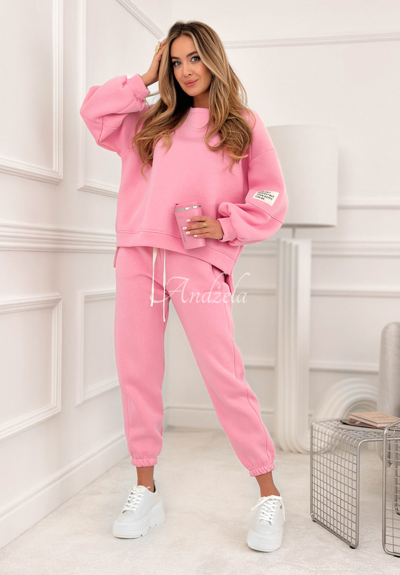 Bavlněná tepláková souprava Fits Me Perfectly růžový