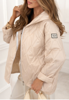 Krátká prošívaná bunda s kapucí Springtime Starts béžová