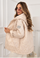 Krátká prošívaná bunda s kapucí Springtime Starts béžová