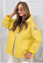 Krátká prošívaná bunda s kapucí Springtime Starts žlutá