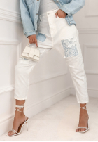 Kalhoty džínové  z naszywkami Maybe In May bílé