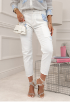 Kalhoty džínové  z naszywkami Just Be Kind bílé