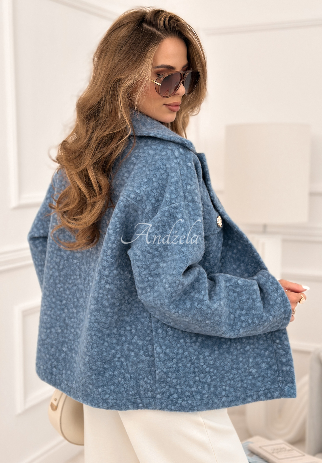 Krátká kožíšková bunda Warming Up modrá