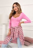 Košile w kratę Defined By You růžová