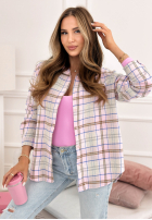 Košile w kratę Before I Forget pudrová růžová