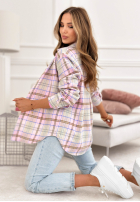 Košile w kratę Before I Forget pudrová růžová