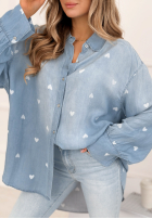 džínová Košile w serduszka Sweet Little Hearts světle modrá