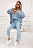 džínová Košile w serduszka Sweet Little Hearts světle modrá