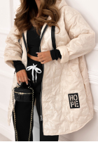 Długa Prošívaná Bunda s kapucí For The Season béžová
