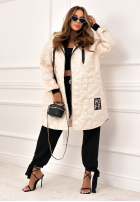 Długa Prošívaná Bunda s kapucí For The Season béžová