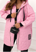 Długa Prošívaná Bunda s kapucí For The Season růžová