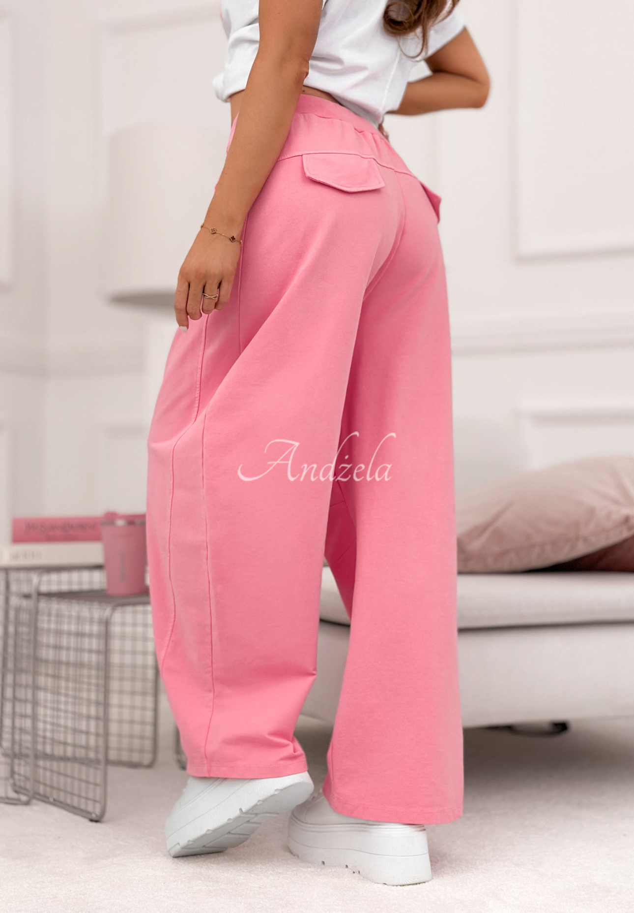 Bavlněné tepláky wide leg The Game Changed růžové