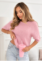 Miękki moherowy sweterek One More Hug pudrová růžová
