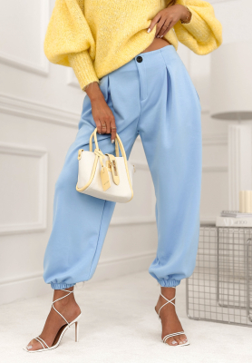 Visk&oacute;zov&eacute; kalhoty se stahovac&iacute;mi lemy What You Wanted blankytn&eacute;