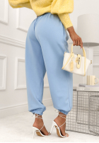 materiálové Kalhoty ze ściągaczami What You Wanted blankytné