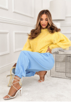 materiálové Kalhoty ze ściągaczami What You Wanted blankytné