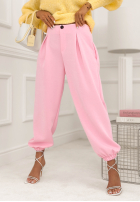 materiálové Kalhoty ze ściągaczami What You Wanted pudrová růžová