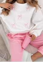 Mikina z haftowanymi kokardkami Bow Specials Bílá