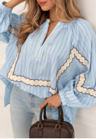 Bawełniana Halenka w paski z koronką Beauty Begins Now blankytná