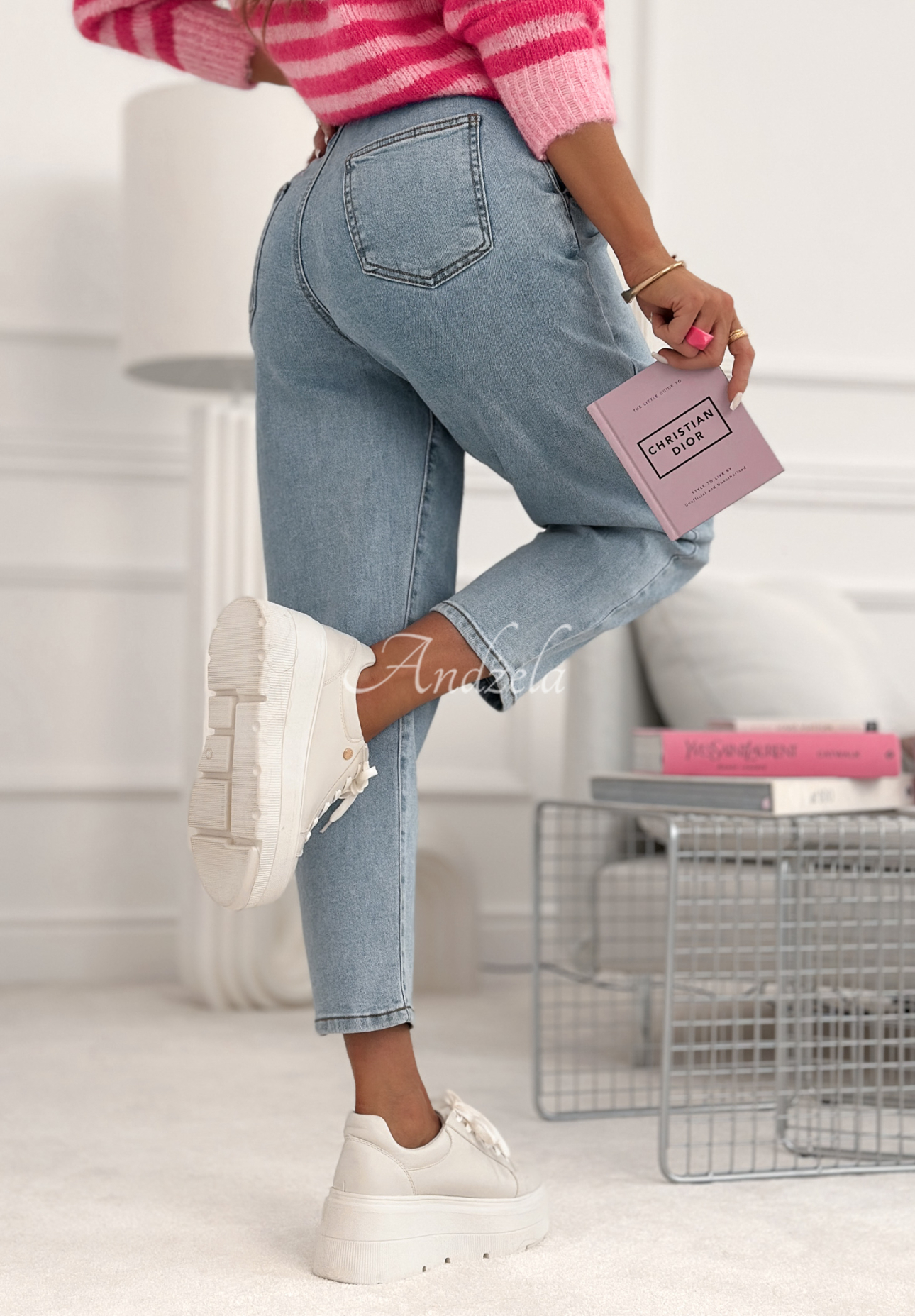 Mom fit džíny s gumou v pase Don’t Even Ask modré