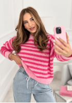 Svetr w paski Candy Lines růžový