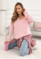 Lehký Svetr z dekoltem Sensibility pudrová růžová