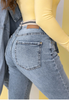 Kalhoty džínové  mom fit z paskiem Sounds Good modré