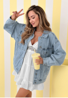 Krátká Bunda džínová Never Again modrá