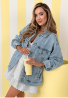 Krátká Bunda džínová Never Again modrá