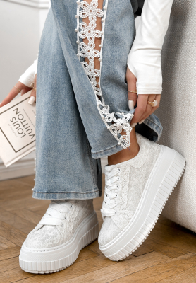 Leskl&eacute; krajkov&eacute; tenisky Don&rsquo;t Move b&iacute;l&eacute;