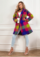 Kabát z kołnierzem w kratę Spring Sunrise fioletowo-žlutá