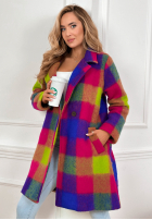 Kabát z kołnierzem w kratę Spring Sunrise fioletowo-žlutá