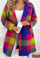 Kabát z kołnierzem w kratę Spring Sunrise fioletowo-žlutá