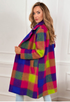 Kabát z kołnierzem w kratę Spring Sunrise fioletowo-žlutá