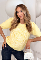 Svetr z kwiatem na krótki rękaw Breeze Of Nature růžový