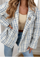 Tweedowy Kabát w kratę Alive Again modrý