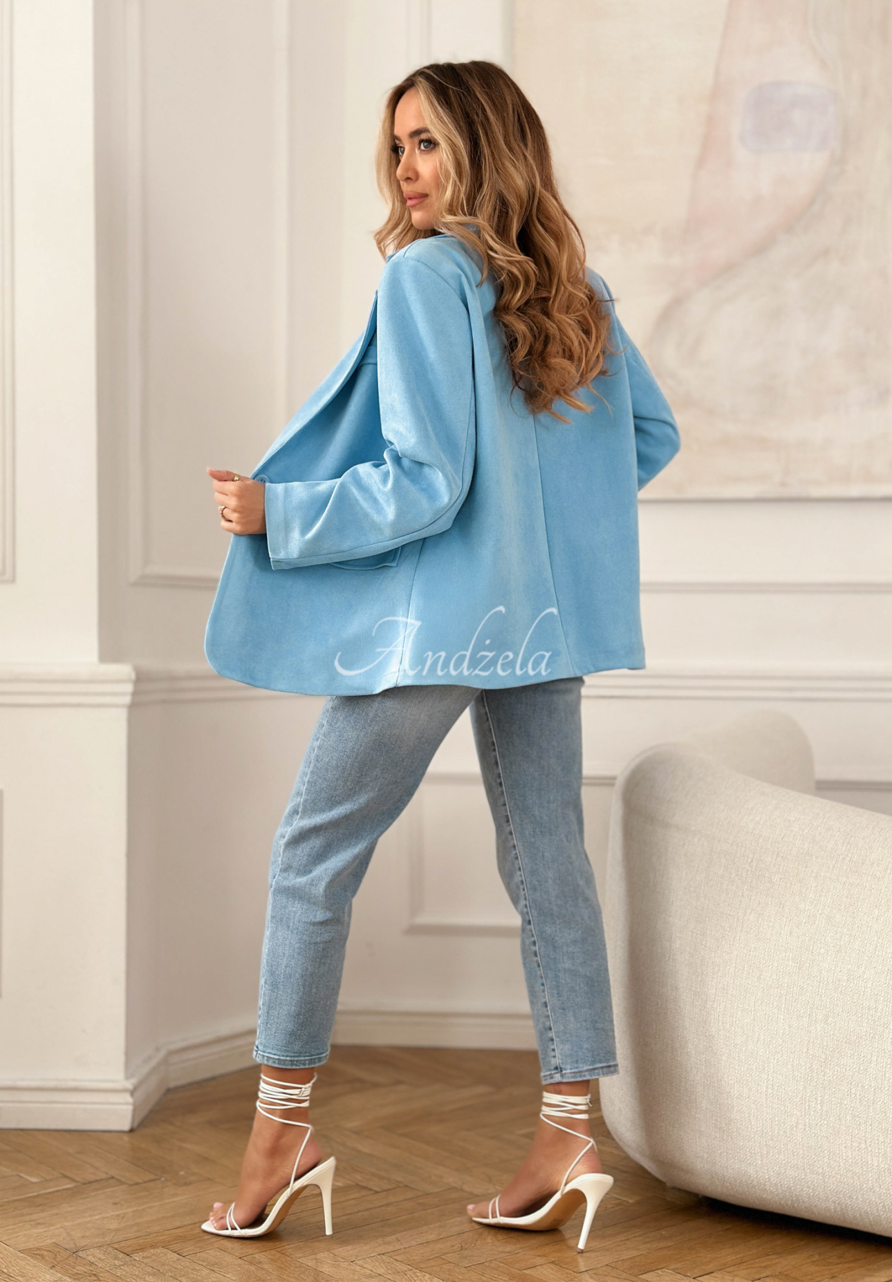 Semišové sako Good Balance blankytná