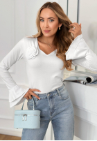 Bawełniana Halenka z różą i falbanką You Know Why Bílá