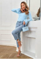 Bawełniana Halenka z różą i falbanką You Know Why blankytná