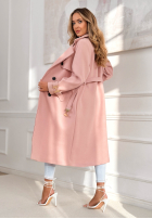 Dlouhý Kabát z paskiem Changing Of Seasons pudrová růžová