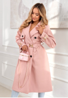 Dlouhý Kabát z paskiem Changing Of Seasons pudrová růžová