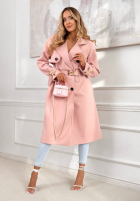 Dlouhý Kabát z paskiem Changing Of Seasons pudrová růžová