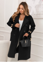 Dlouhý dvouřadý kabát s páskem Changing Of Seasons Černé