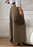 Eleganckie Kalhoty wide leg z paskiem Begin Doing Mokka