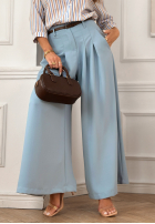 Eleganckie Kalhoty wide leg z paskiem Begin Doing blankytné