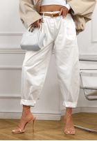 Kalhoty džínové  balloon z paskiem Only This Time ecru