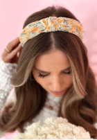 Kwiecista Čelenka na głowę z wiązaniem Floral Hair žlutá