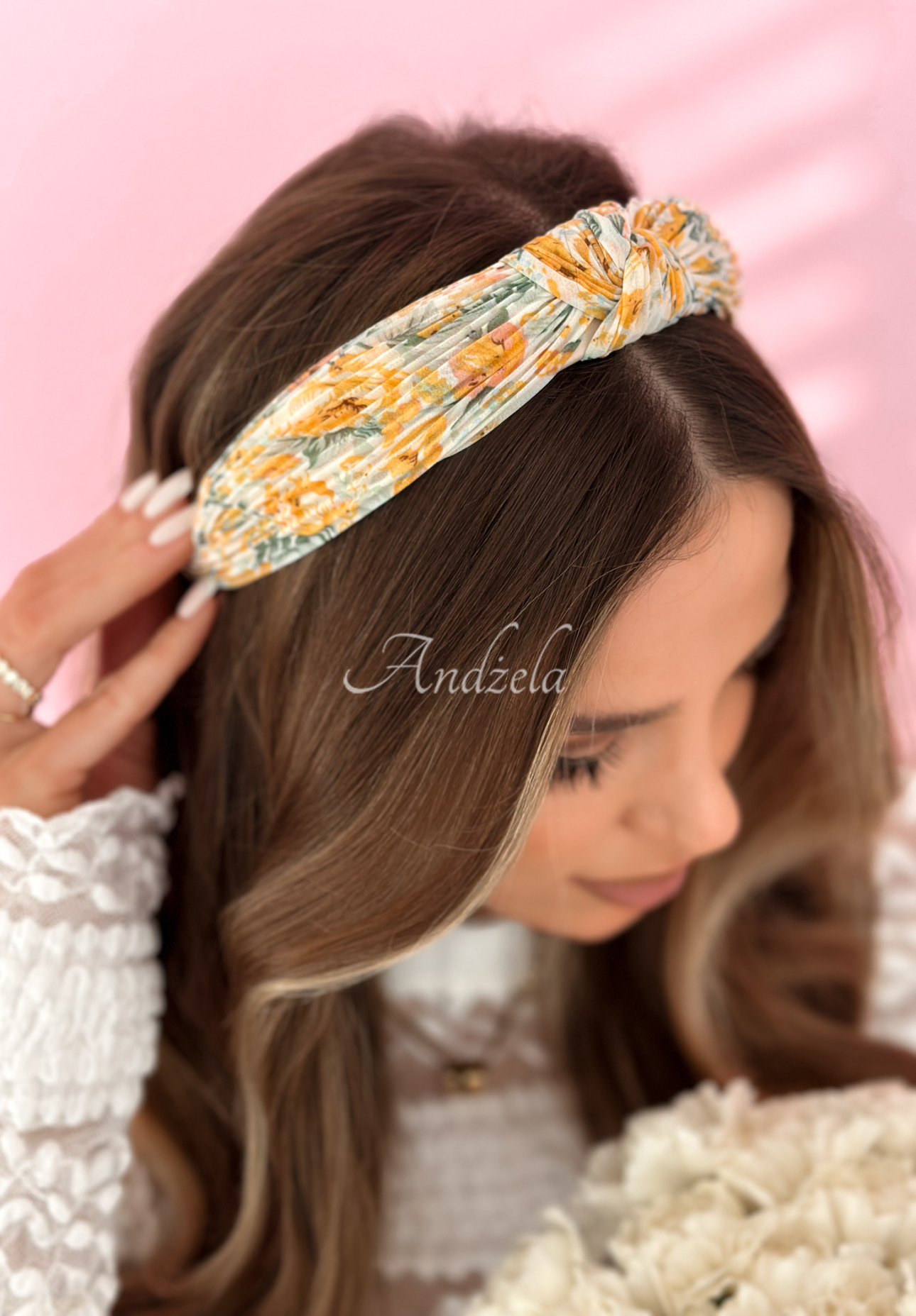 Květinová čelenka se zavazováním Floral Hair žlutá