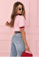 Svetr z haftowanymi wisienkami Cherry Pamour růžový